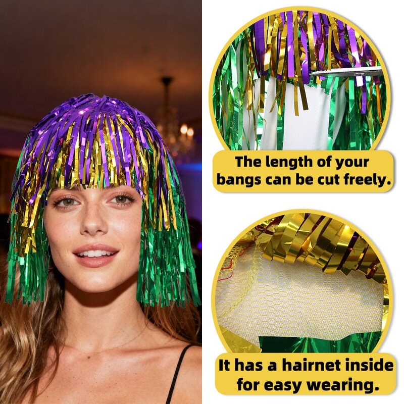 Mardi Gras Wig Supplier - Colorful Fringe Carnival