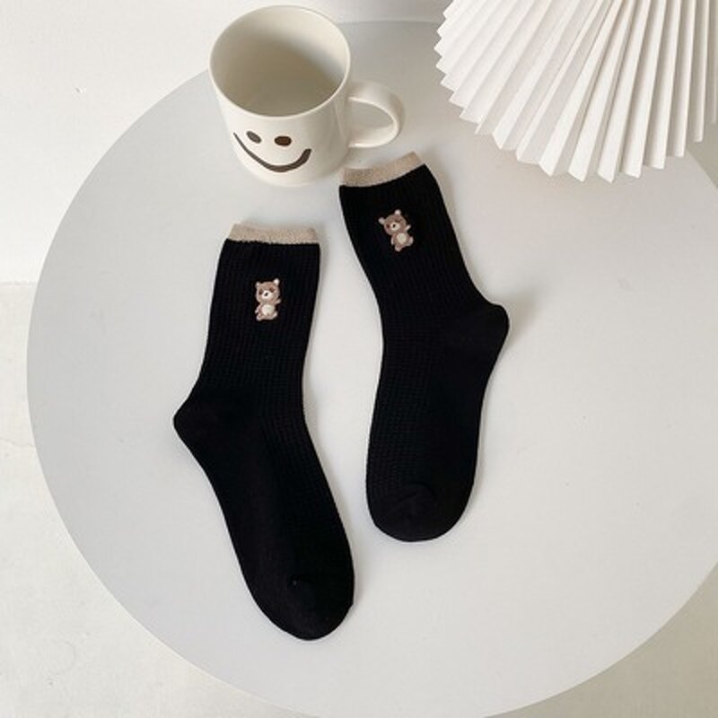 Tube Socks Supplier - Japanese Cute Bear Embroidery