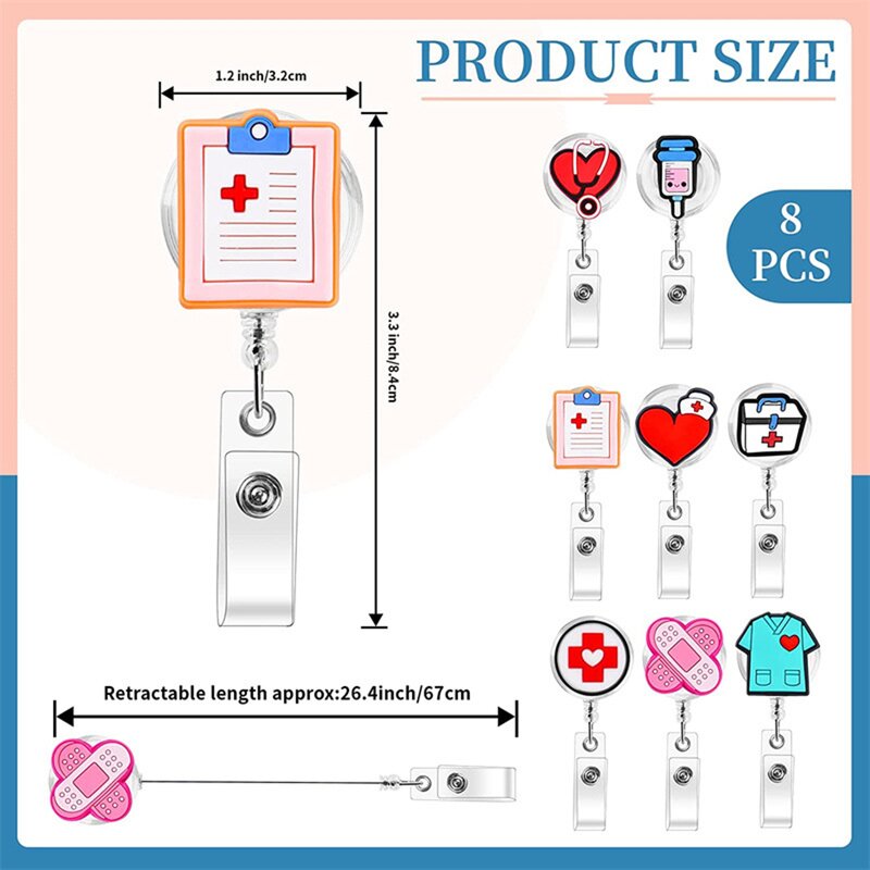 Nurse Badge Reels Factory - 8 Pack Medical Retractable
