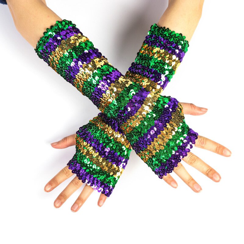 Arm Warmers Supplier - Sequin Mardi Gras Carnival
