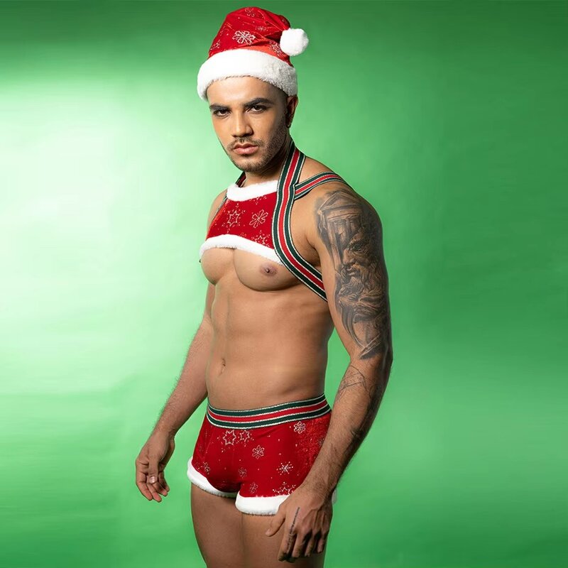 Men's Lingerie Manufacturer - Red Harness Pants Bodysuit