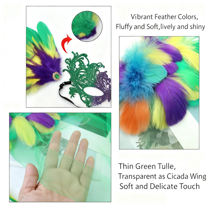 Mardi Gras Set Factory - Carnival Shawl Mask Feather