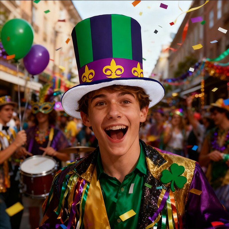 Top Hat Factory - Custom Mardi Gras Fleur-de-Lis