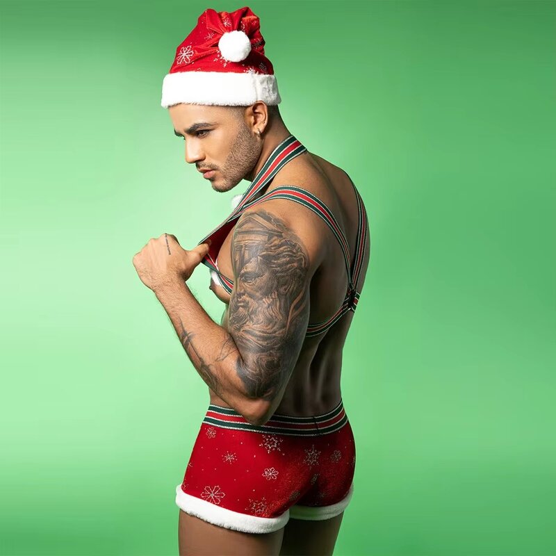 Men's Lingerie Manufacturer - Red Harness Pants Bodysuit