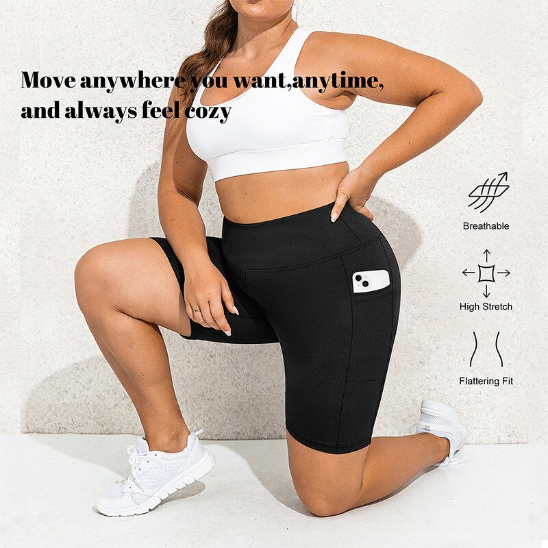 Plus Size Shorts Factory - High Waisted Non-See Through