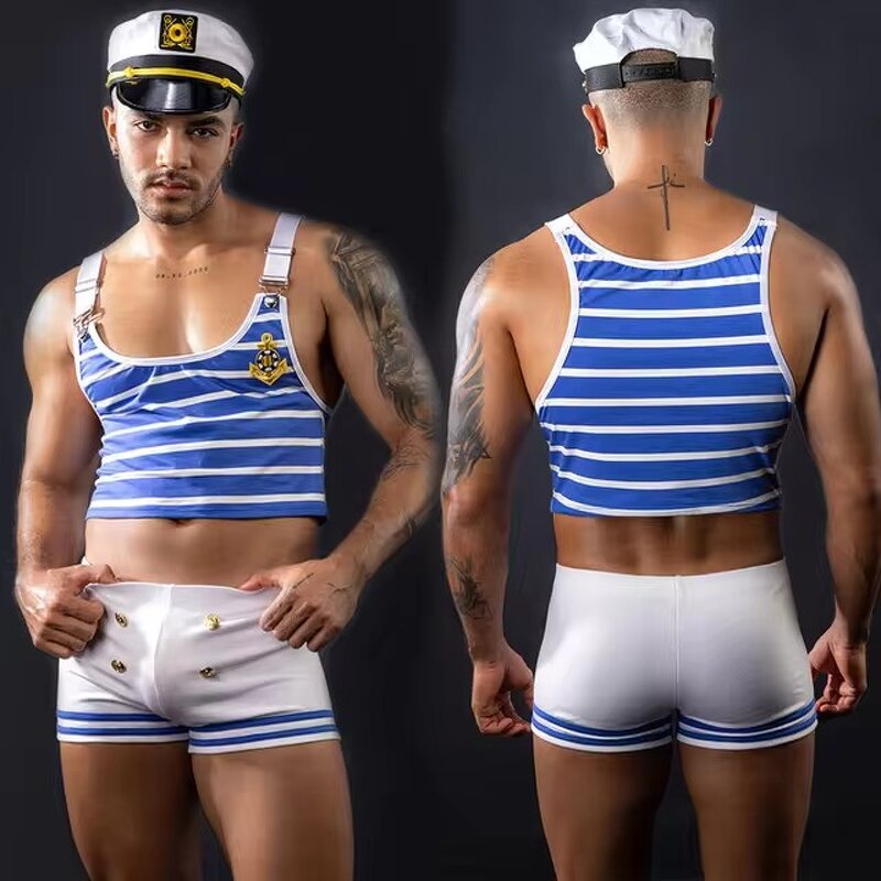 Men's Lingerie Supplier - Blue Vest Sailor Cosplay