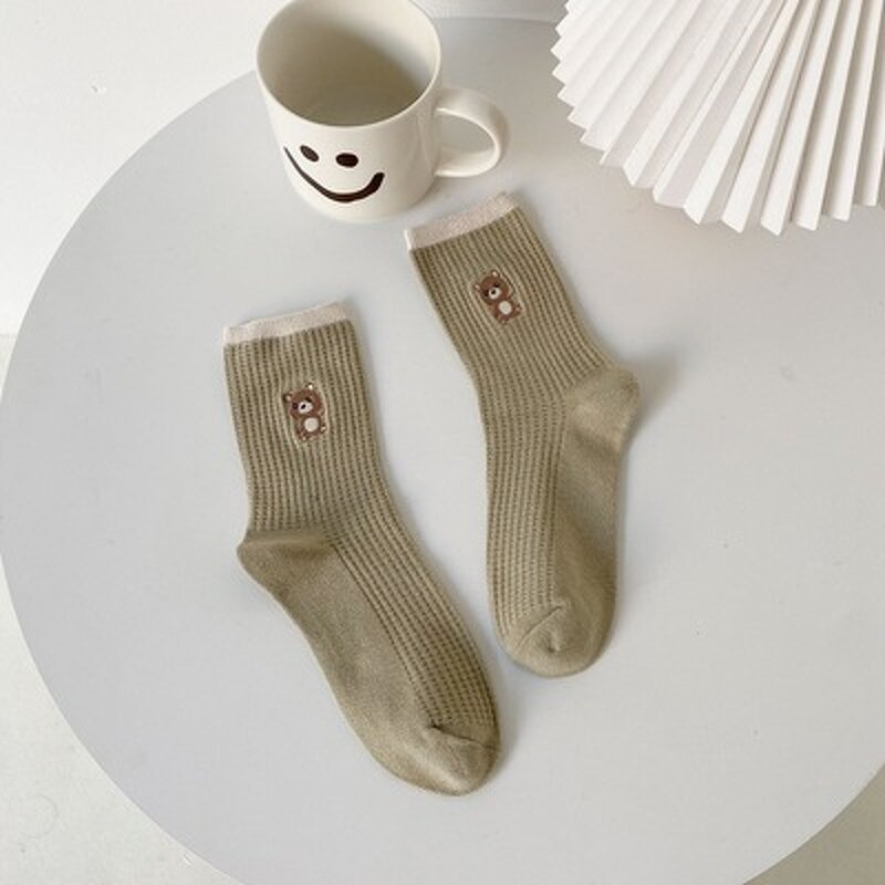 Tube Socks Supplier - Japanese Cute Bear Embroidery