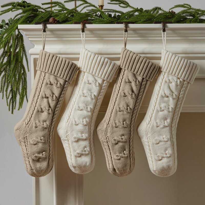 Christmas Stockings Manufacturer - 18 Inch Bow Cable Knit