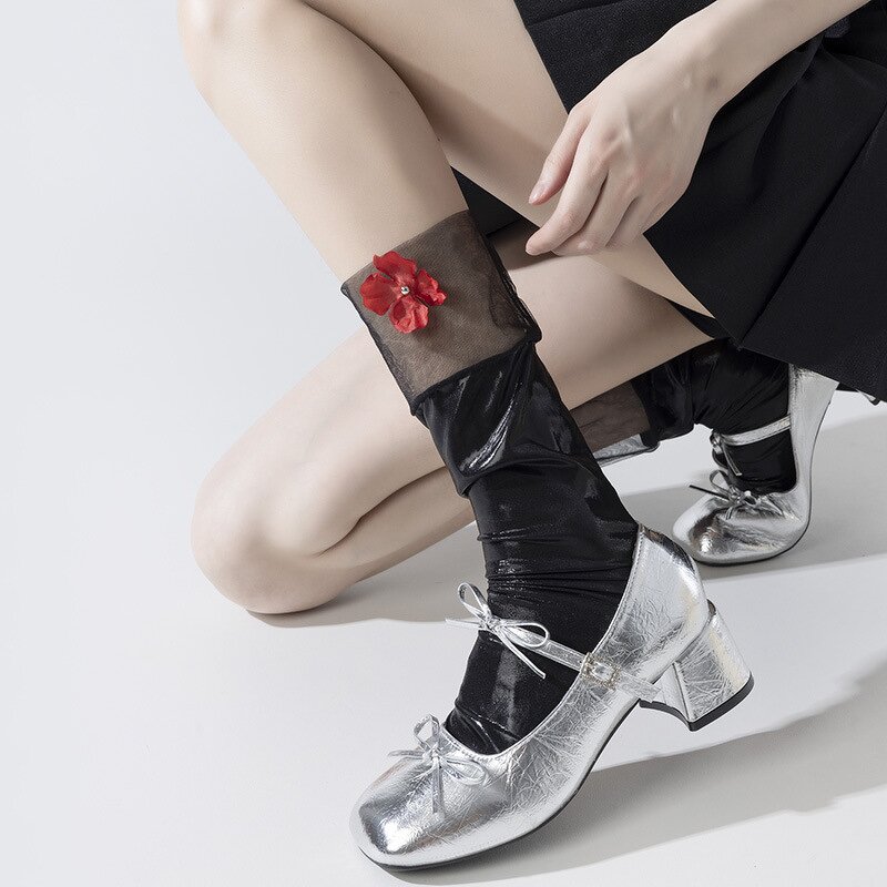 Women's Dress Socks Factory - Metallic Sheer Mesh