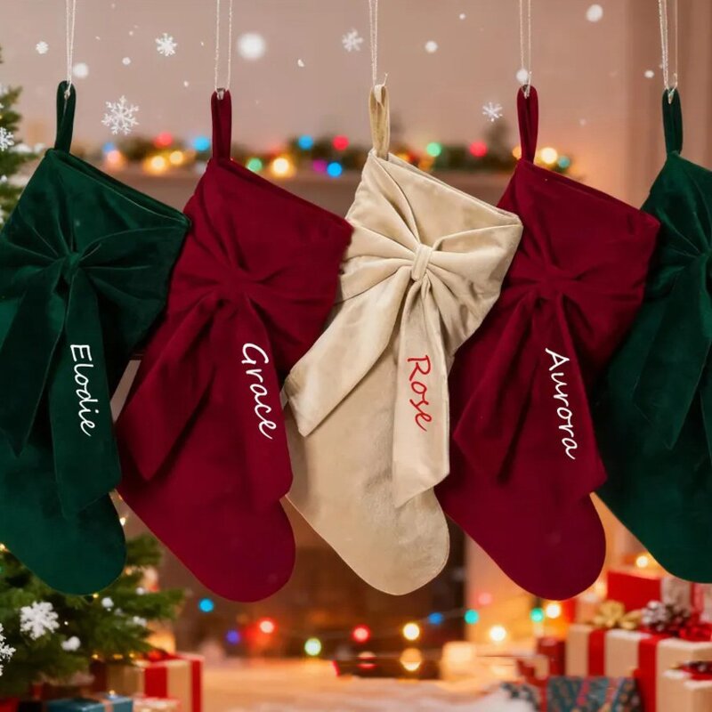 Christmas Stocking Supplier - Personalized Bow Embroidered