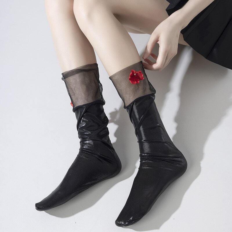 Women's Dress Socks Factory - Metallic Sheer Mesh