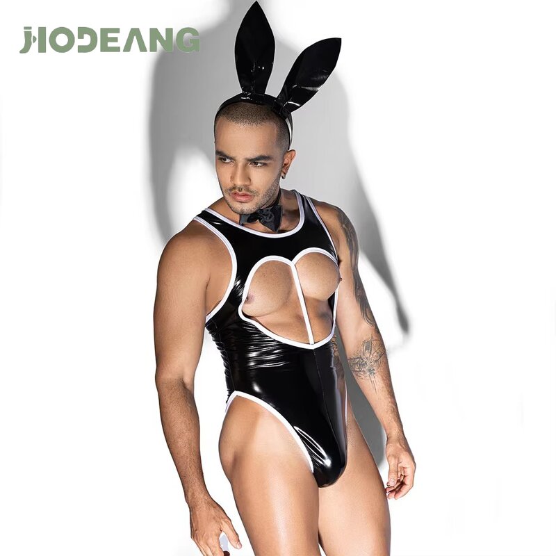 Men's Lingerie Factory - Leather Bodysuit Bunny Cosplay