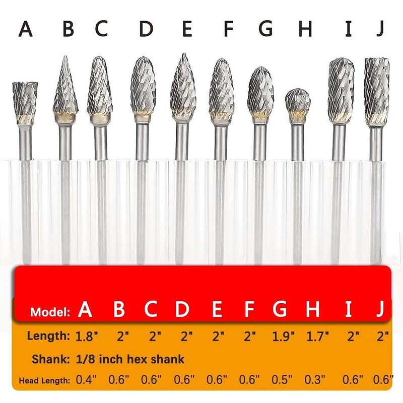 Tungsten Carbide Burr Set Manufacturer - 10pcs Carving Bits Wood Stone