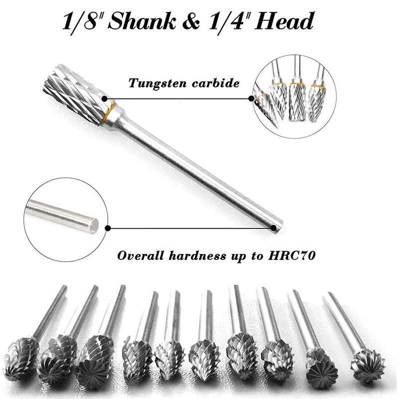 Tungsten Carbide Burr Set Manufacturer - 10pcs Carving Bits Wood Stone