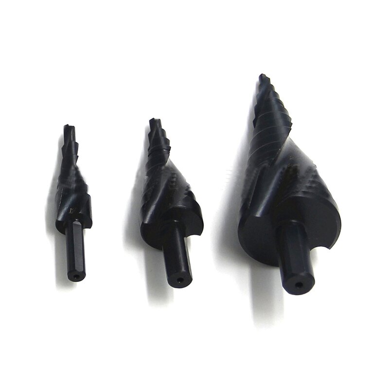 Step Drill Bit Set Supplier - 3PCS Spiral Flutes Black Oxide