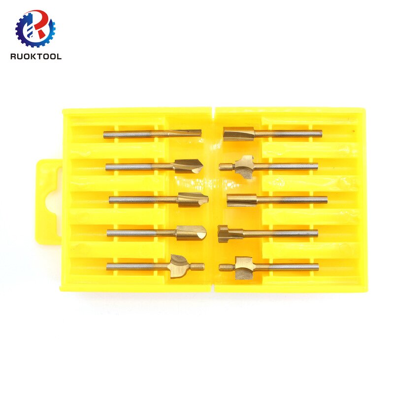 Router Bit Set Supplier - 10Pcs 3Mm Titanium Trimming Wood