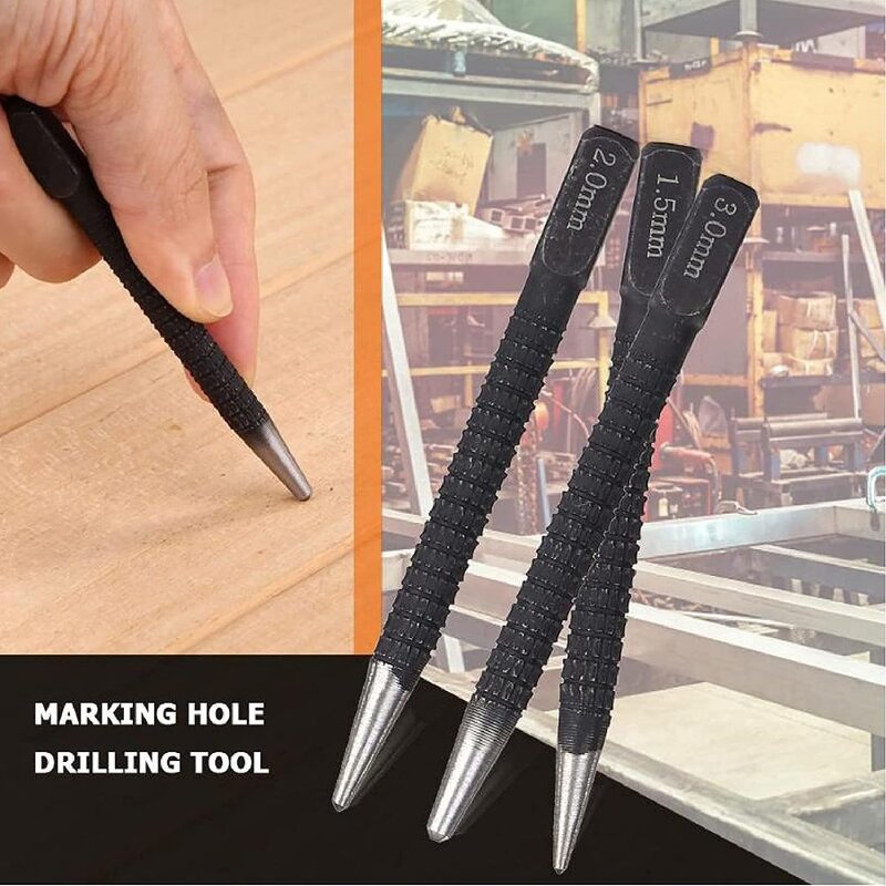 Center Punch Set Manufacturer - 3Pcs High-carbon Steel Non-Slip