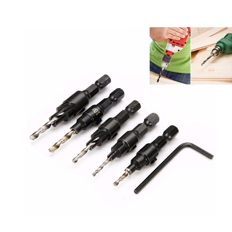Carbide Drill Bits Supplier - 5pcs TCT Hex Shank 2 Flute