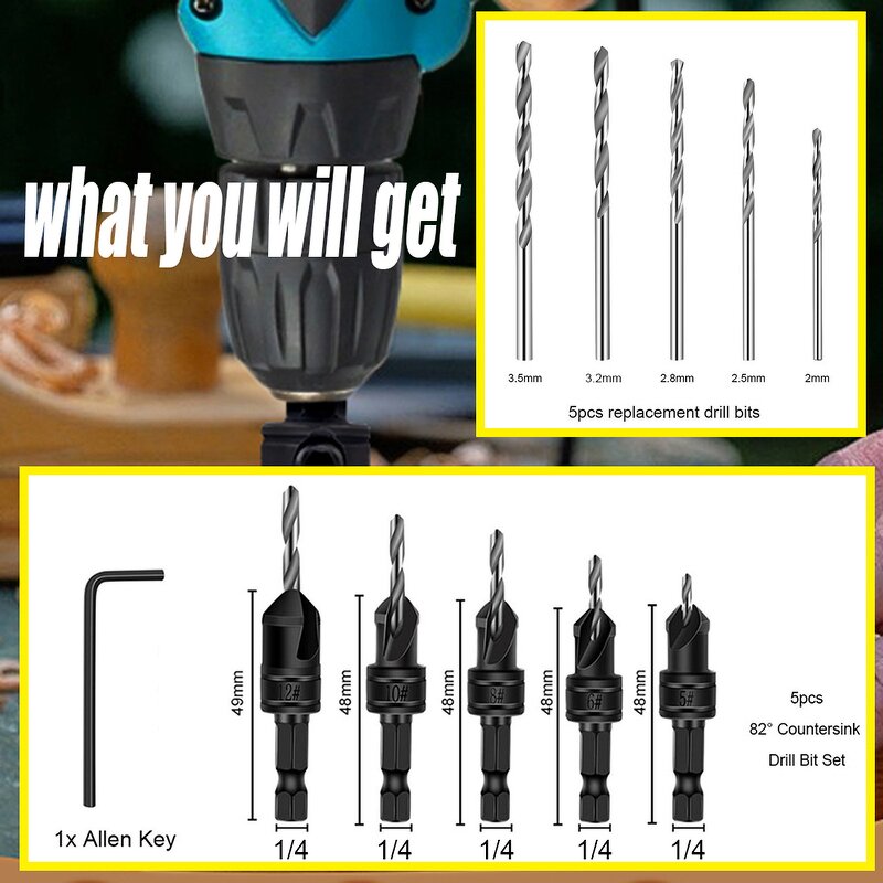Countersink Drill Bit Set Manufacturer - 5pcs Pilot Holes Hex Shank
