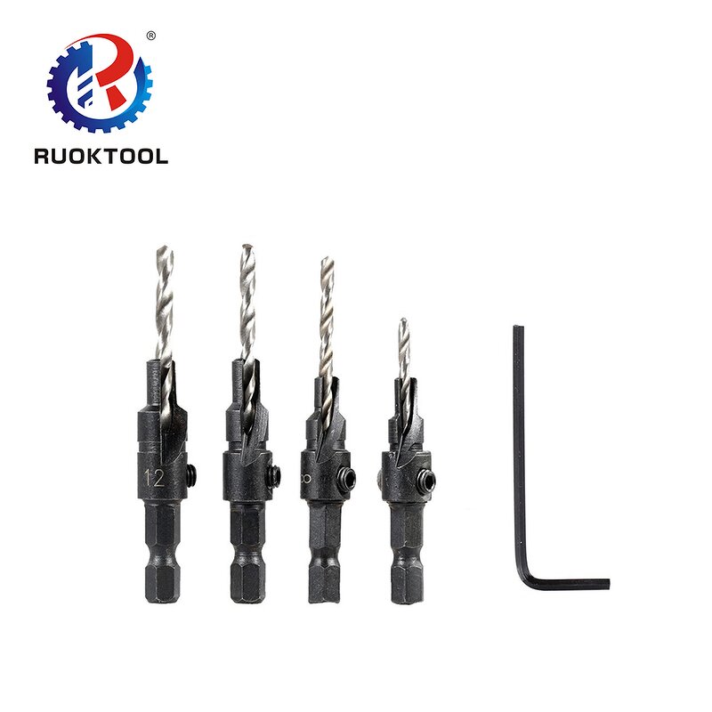 Countersink Drill Bit Set Manufacturer - 4pcs 5 Flute HSS Carpentry