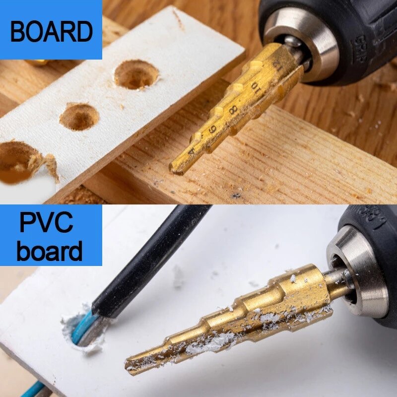 Step Drill Bit Set Factory - 6pcs HSS Titanium Coated Set