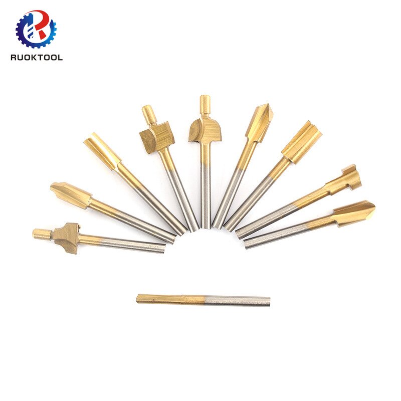 Router Bit Set Supplier - 10Pcs 3Mm Titanium Trimming Wood