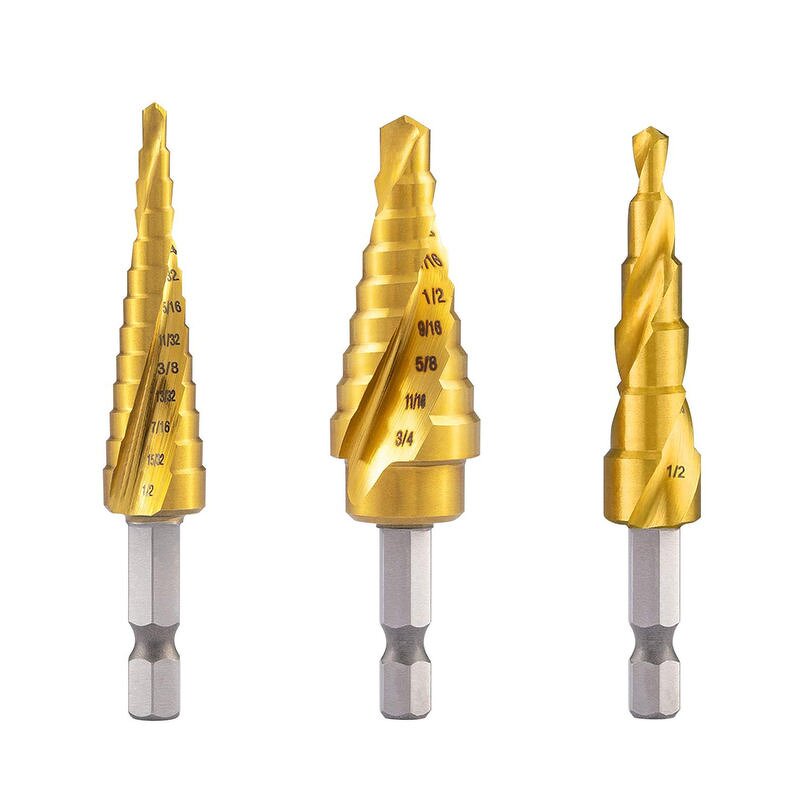 Step Drill Bit Set Supplier - 3 Pcs Hex Shank Titanium Set