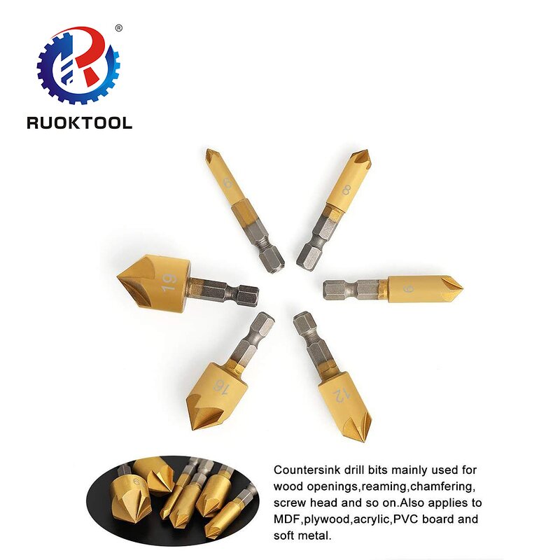 Countersink Drill Bit Set Manufacturer - 6pcs HSS 90 Degree Hex