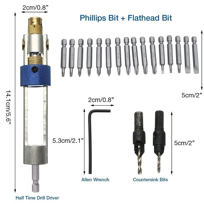 Countersink Drill Bit Set Manufacturer - 20PC Swivel Head Quick Change