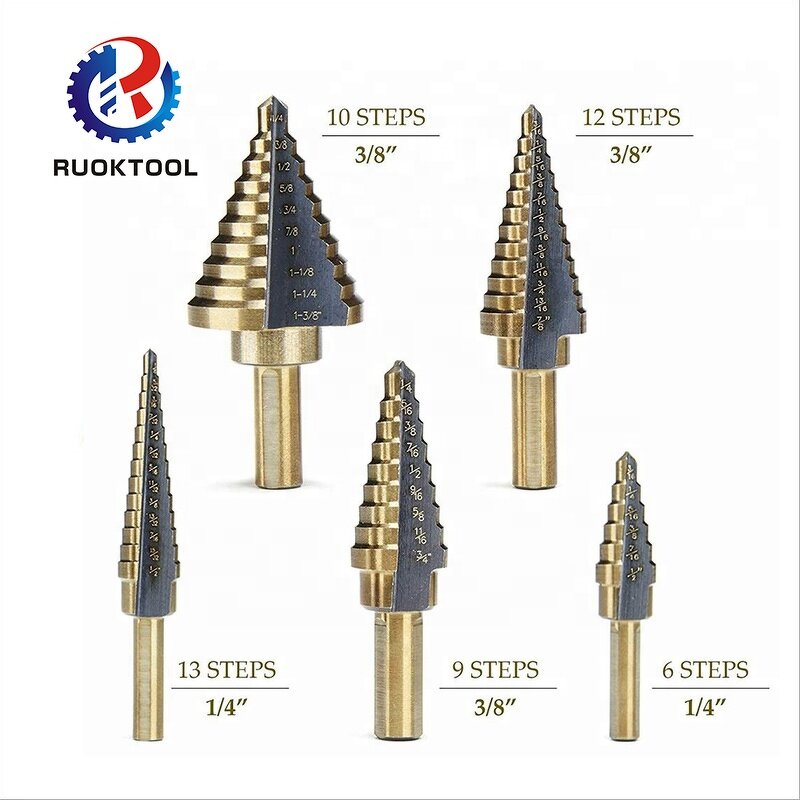 Step Drill Bit Set Supplier - 5Pcs HSS Triangle Shank