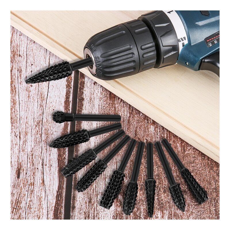 Rotary Burr Set Factory - 10pcs Woodworking Carving Rasp