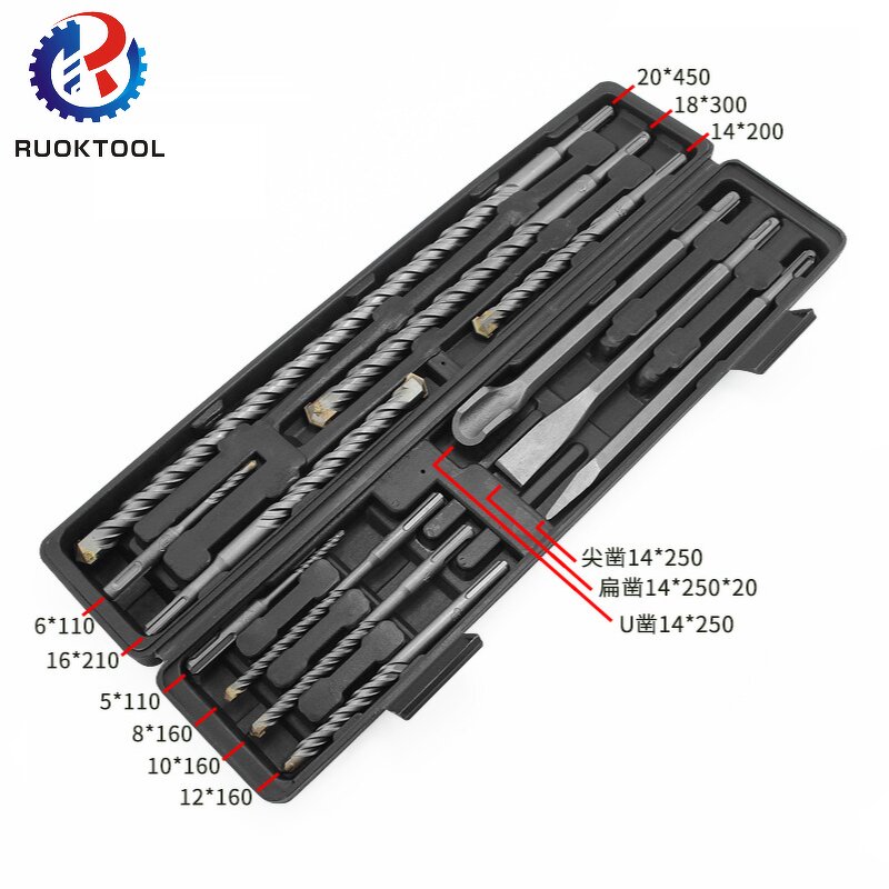 SDS Drill Bit Set Supplier - 12Pcs YG8C Chisel Long Set
