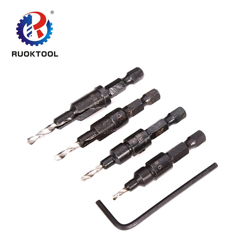 Countersink Drill Bit Set Manufacturer - 4pcs 5 Flute HSS Carpentry