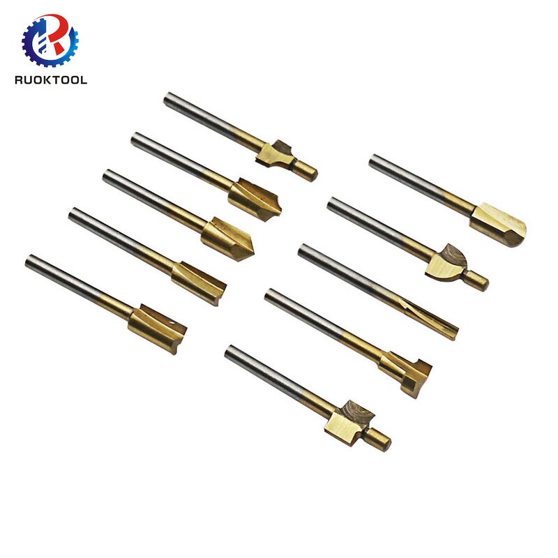 Router Bit Set Supplier - 10Pcs 3Mm Titanium Trimming Wood