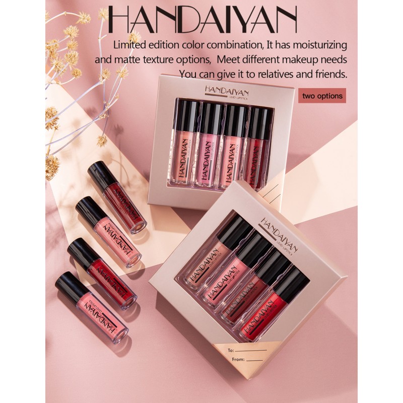 Long-Lasting Waterproof Velvet Matte Liquid Lipstick Nude Red Makeup in Cosmetic Gift Set