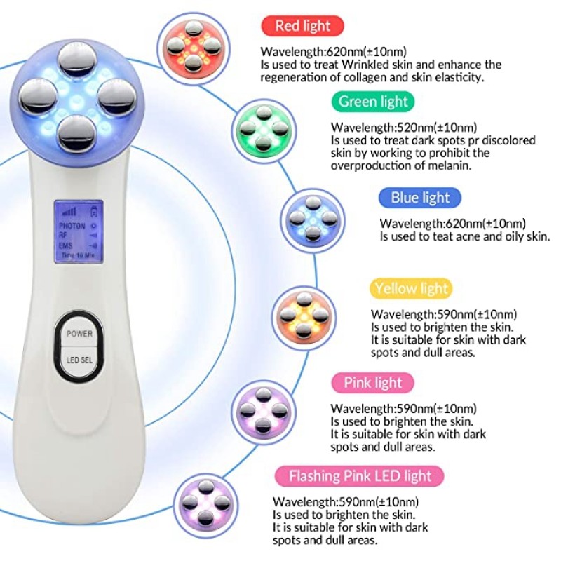 Professional Anti-Wrinkle Face Lift Skin Tightening Device EMS LED Photon Therapy RF Technology Electroporation Beauty Device