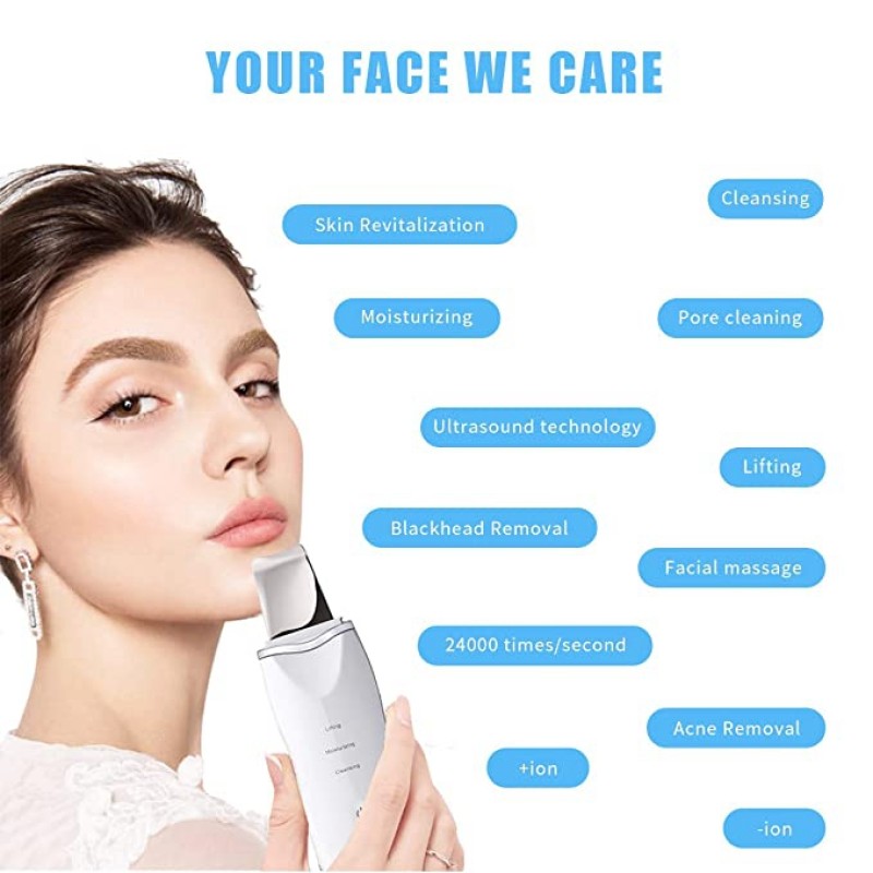 Professional Powerful Vibration Hand-held Skin Scrubber Spatula Deeply Cleaning Electronic Face Cleaner with USB Plug-In