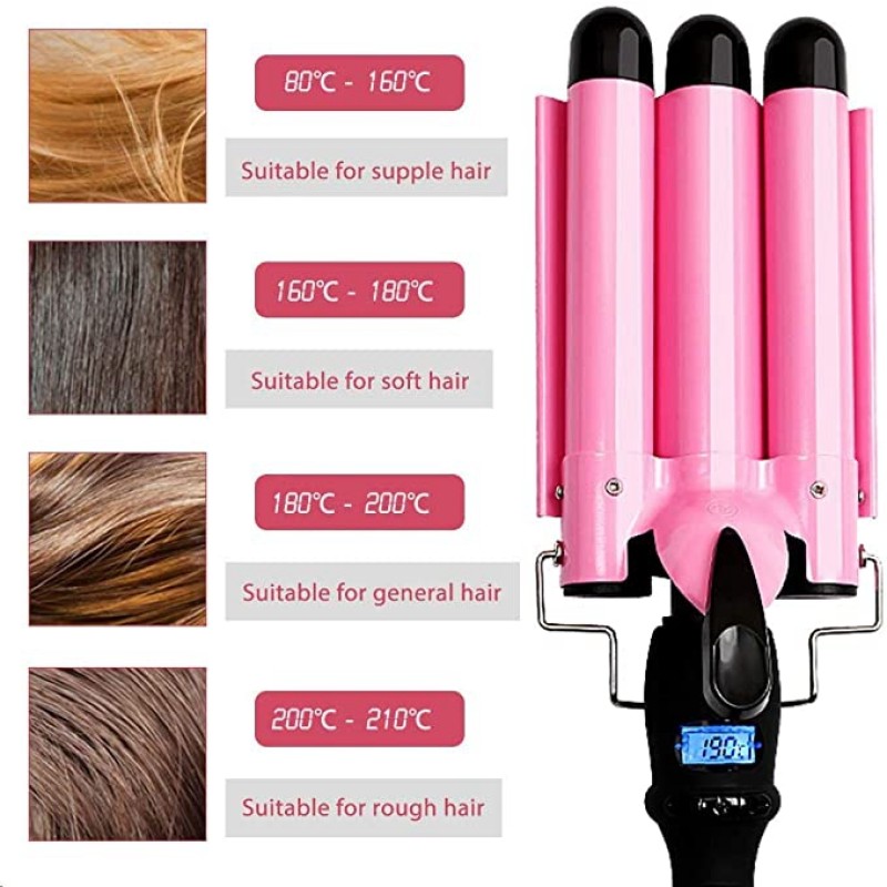 Professional Hair Curler Set Women Waver Hair Styling Tools Electronic 3 Barrel Hair Waver Curling Iron Wand