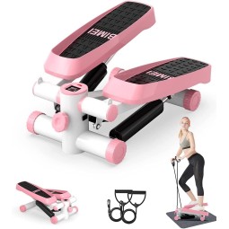 Portable Home Gym Mini Fitness Stepper Exercise Machine with LCD Display and Resistance Band Workout Program