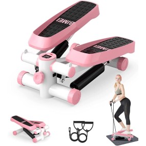 Portable Home Gym Mini Fitness Stepper Exercise Machine with LCD Display and Resistance Band Workout Program