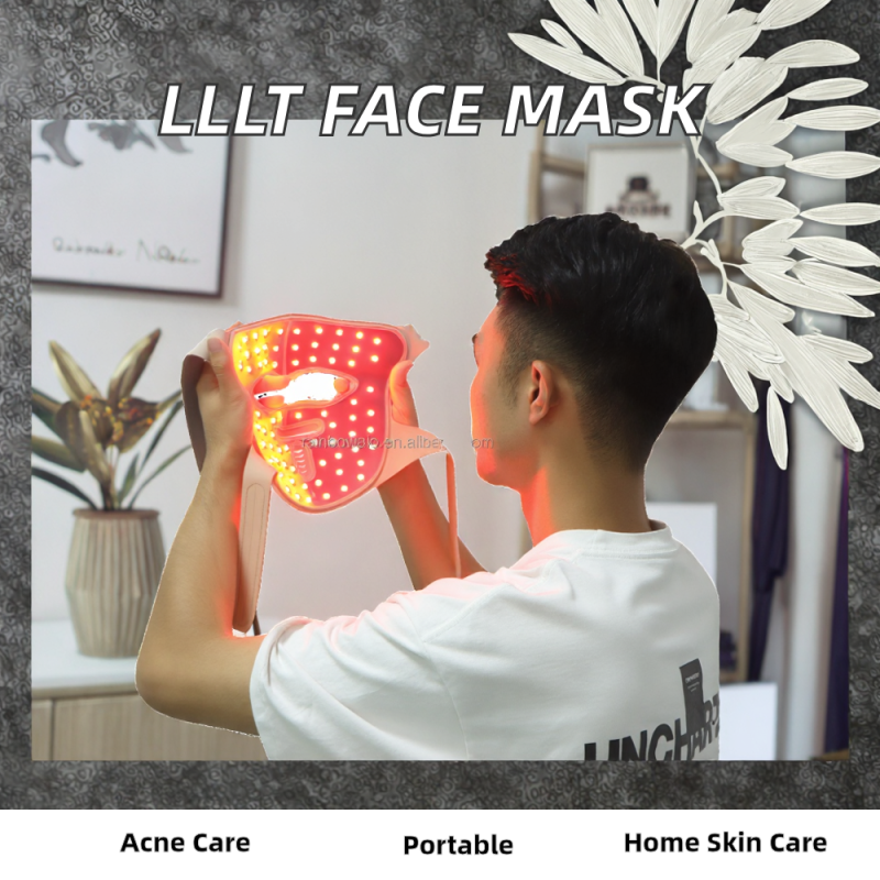 Free Customized Pattern 1070nm NIR Full-Face LED Light Therapy Mask for Men LLLT Laser Light Functional Photon Korea US Plug