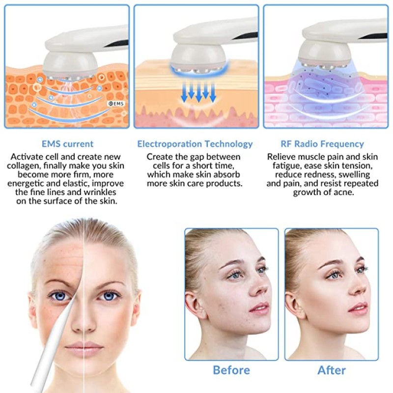 Professional Anti-Wrinkle Face Lift Skin Tightening Device EMS LED Photon Therapy RF Technology Electroporation Beauty Device
