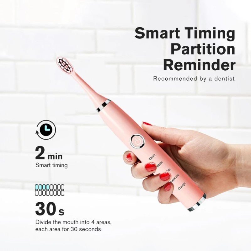USB Rechargeable Soft Sonic Electric Toothbrush Washable and Waterproof with Replaceable Head Beauty & Personal Care Product