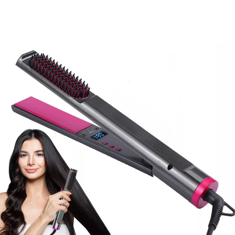 3 in 1 Ceramic Hair Styling Tools Flat Iron Straightener & Curler with Comb Heating Salon Quality for AU & US Plugs
