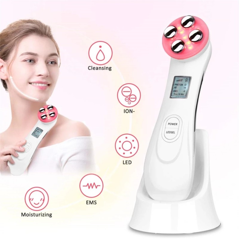 RF Radio Frequency Facial LED Photon Beauty Device 5 Color Home Use Skin Tightening Machine for Wrinkle Removal Acne Treatment