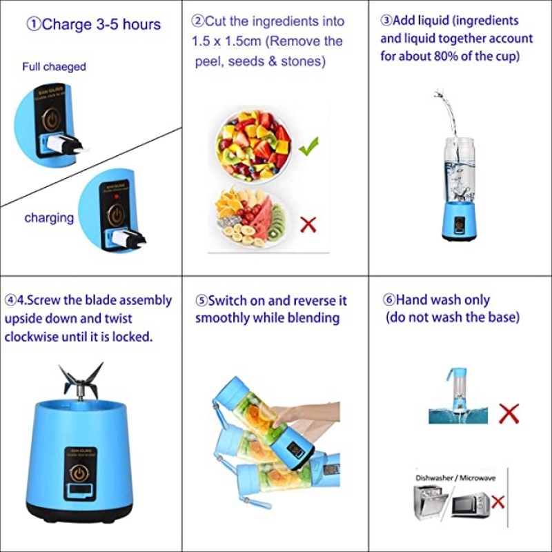 2024 Popular Portable USB Rechargeable Multi-Function Juicer Blender 380ML Plastic Bottle Electric Fruit Sports Entertainment