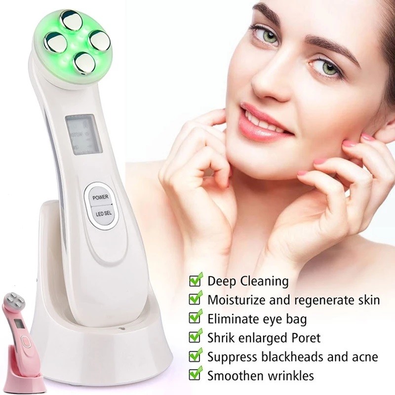 Portable Korean Electronic EMS Vibration Face Care Device LED Radio Frequency Anti-Aging Face Lift Machine Portable Korean RF