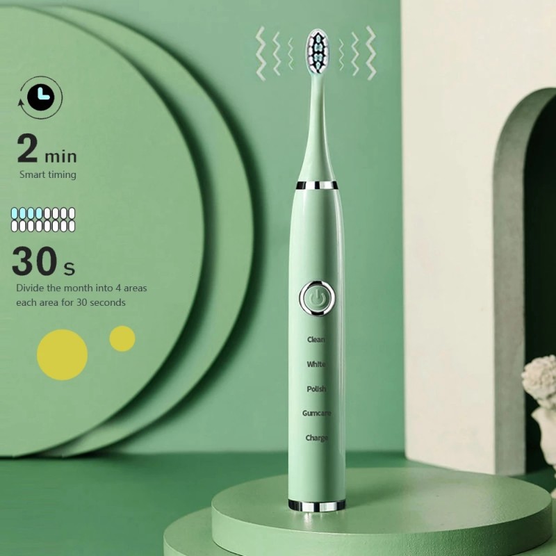 2024 Newest Sonic Electric Toothbrush Smart Rechargeable 4 Whitening Brush Heads IPX7 Waterproof for Adults Beauty Personal Care