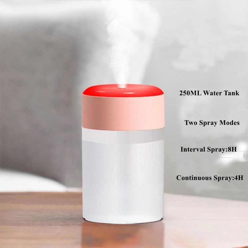 Portable 250ML LED Night Light Ultrasonic Diffuser Humidifier USB Mist Maker Colorful Home Office Plastic Diffusers