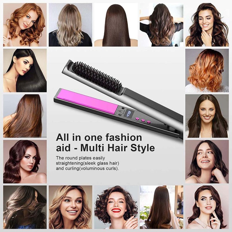 Portable LCD Display Flat Hair Straightener Iron Multi-Functional Home & Salon Use Handheld with US & AU Plugs